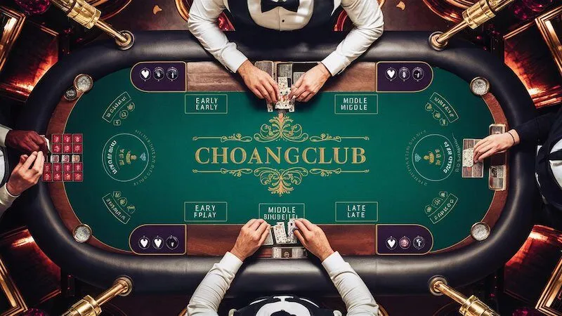 Bảng phân tích vị trí chơi và chiến thuật tương ứng trong Poker Texas ChoangClub, từ Early Position đến Late Position