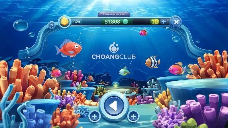 Giao diện chính của game Bắn Cá ChoangClub với đồ họa 3D sắc nét cùng hiệu ứng ánh sáng sinh động