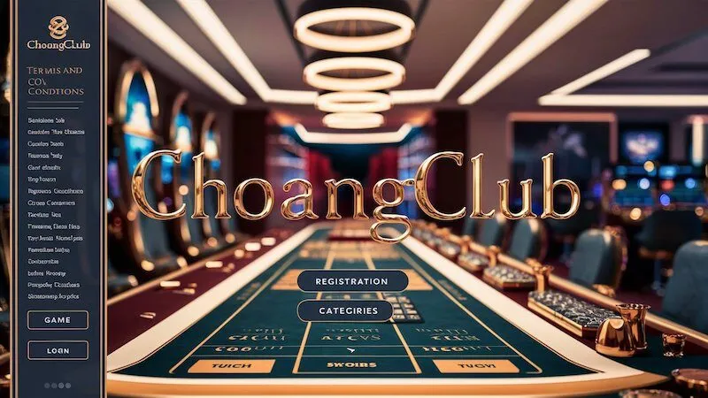 Giao diện trang chủ với các thông tin điều khoản điều kiện ChoangClub và menu điều hướng