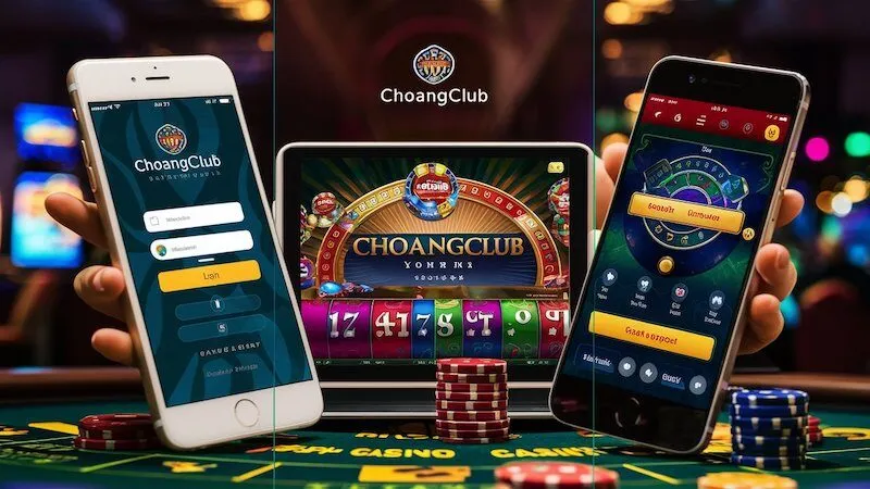 Giao diện ứng dụng ChoangClub trên điện thoại di động - tối ưu cho trải nghiệm chơi game mọi lúc, mọi nơi