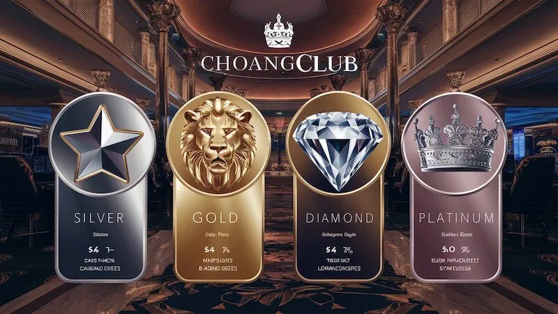 Hệ thống phần thưởng VIP của ChoangClub với các cấp độ từ Bạc đến Bạch Kim