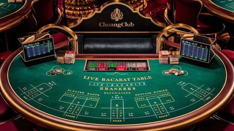 Một ván Baccarat trực tuyến tại ChoangClub với đầy đủ thông tin thống kê và lịch sử các ván trước