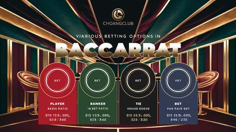 Sơ đồ tổng quan về các loại cược trong Baccarat ChoangClub và tỷ lệ trả thưởng tương ứng