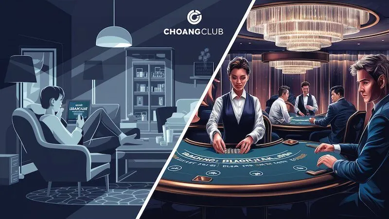 So sánh trải nghiệm chơi Blackjack trực tuyến và tại sòng bạc thật